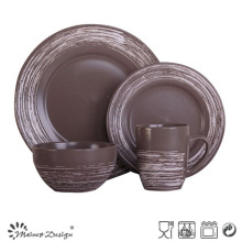 High Quality Glazing with Bark Effect 16PCS Ceramic Dinner Set